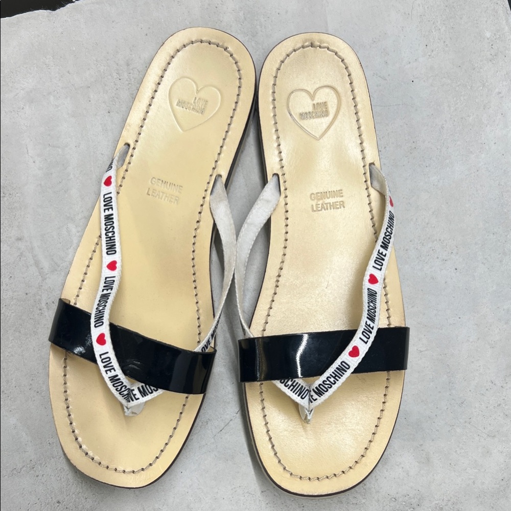 Love Moschino Black and White Sandals